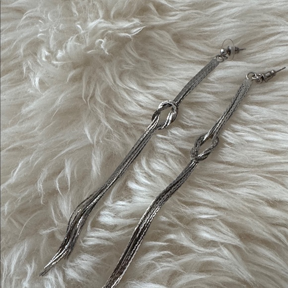 Silver Knot Drop Earrings - Picture 3 of 3